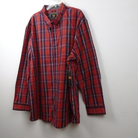 Lee Button Front Shirt Men's Size 3XL Red Plaid Long Sleeve - Picture 3 of 11
